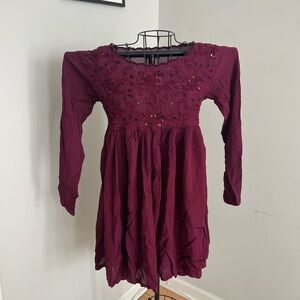 Women's Burgundy Embroidered Blouse